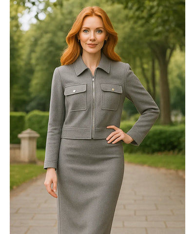 Jaqueta Feminina de Lã Batida Casual com Bolsos Elegantes | Malu Jaqueta Feminina de Lã Batida Casual com Bolsos Elegantes | Malu