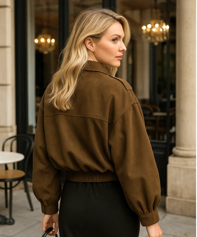 Jaqueta Feminina Oversized em Suede Urbano Elegante | Munis Jaqueta Feminina Oversized em Suede Urbano Elegante | Munis