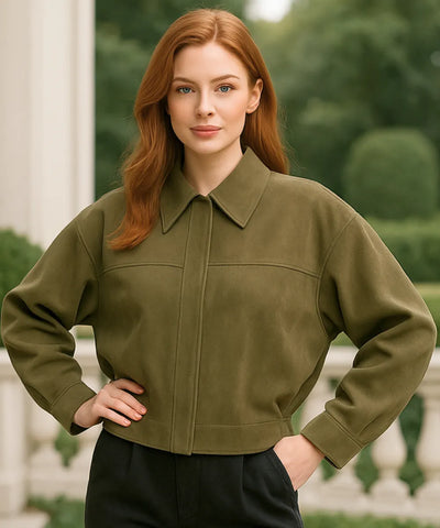 Jaqueta Feminina Oversized em Suede Urbano Elegante | Munis Jaqueta Feminina Oversized em Suede Urbano Elegante | Munis