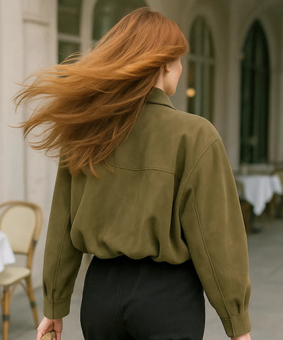 Jaqueta Feminina Oversized em Suede Urbano Elegante | Munis Jaqueta Feminina Oversized em Suede Urbano Elegante | Munis