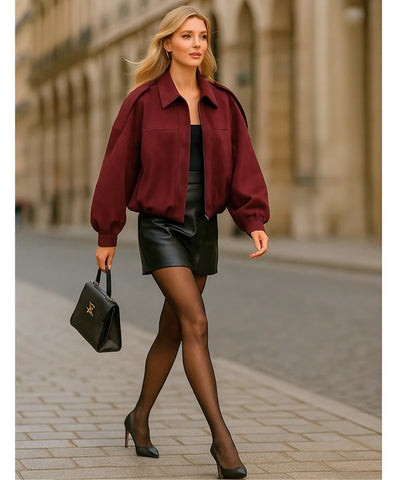 Jaqueta Feminina Oversized em Suede Urbano Elegante | Munis Jaqueta Feminina Oversized em Suede Urbano Elegante | Munis