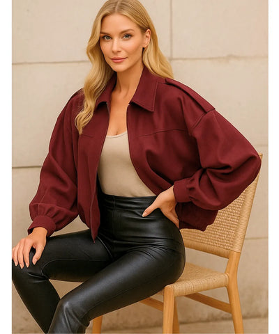 Jaqueta Feminina Oversized em Suede Urbano Elegante | Munis Jaqueta Feminina Oversized em Suede Urbano Elegante | Munis