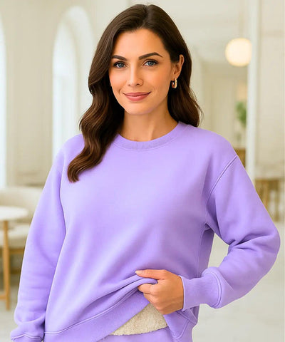 Comprar moletom feminino grosso lilas com forro flanelado roxo casual térmico confortável para inverno em promoção ANELLIMN
 Comprar moletom feminino grosso lilas com forro flanelado roxo casual térmico confortável para inverno em promoção ANELLIMN