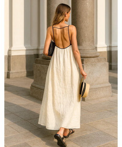 Vestido Longo Feminino Linho Alça Fina Elegante Verão | Jenny Vestido Longo Feminino Linho Alça Fina Elegante Verão | Jenny