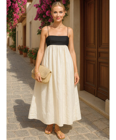 Vestido Longo Feminino Linho Alça Fina Elegante Verão | Jenny Vestido Longo Feminino Linho Alça Fina Elegante Verão | Jenny