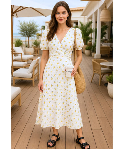 Vestido Midi Florido Feminino Transpassado Boho | Malui Vestido Midi Florido Feminino Transpassado Boho | Malui