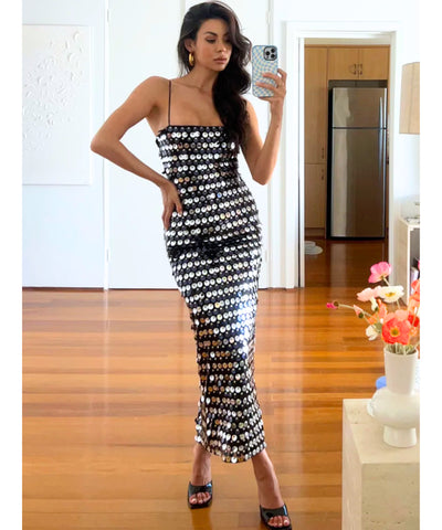 Vestido Elegante Midi de Festa com Paetês Casamento | Tícia Vestido Elegante Midi de Festa com Paetês Casamento | Tícia