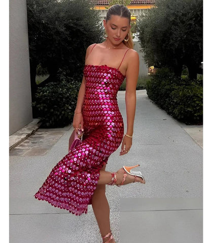 Vestido Elegante Midi para casamentos, formaturas e eventos luxuosos Rosa  Vestido Elegante Midi para casamentos, formaturas e eventos luxuosos Rosa