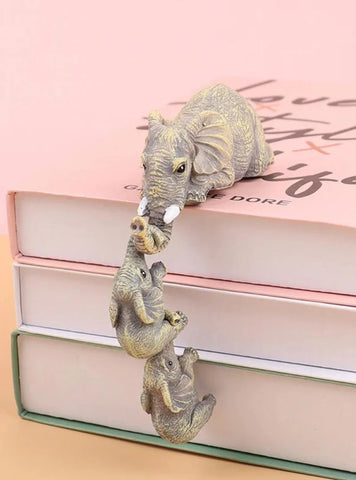 [3pcs] Estátua Elefante em Resina: Beleza Artesanal para sua Casa