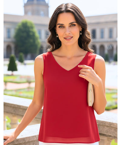 Blusa Regata Feminina Social Chiffon Decote V | Chloe