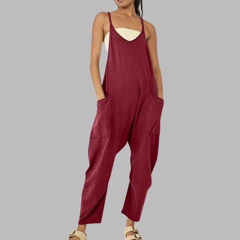 Moda Verão: Macacão Jogger Feminino Casual com Gola V e Bolsos Grandes