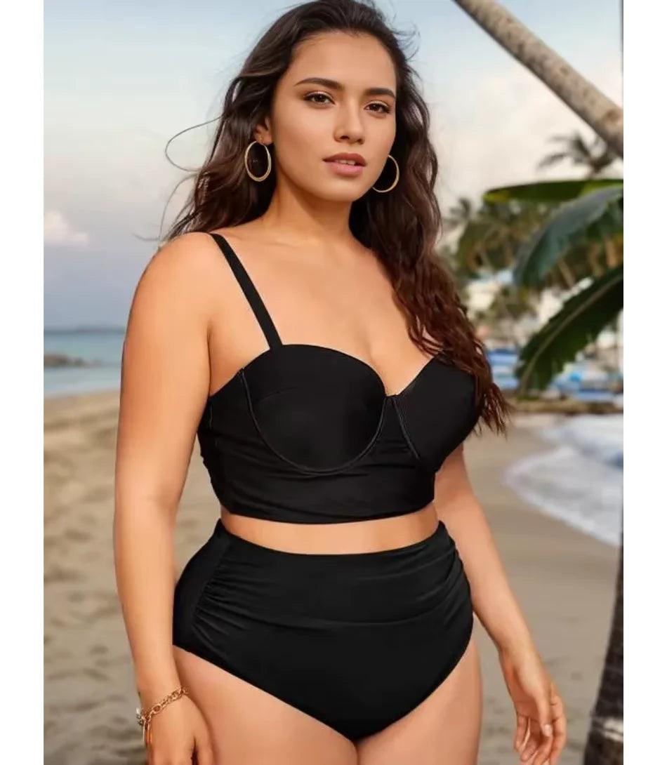 Biquíni Plus Size Cintura Alta com Top Estruturado | Eva - Anellimn