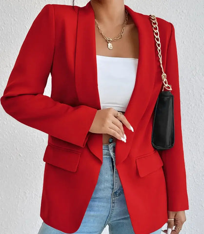 Blazer Alongado Social Feminino da Anellimn, em algodão e poliéster, estilo vintage, ideal para ocasiões formais e casuais, disponível em tamanho grande.