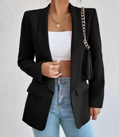 Blazer Alongado Social Feminino da Anellimn, em algodão e poliéster, estilo vintage, ideal para ocasiões formais e casuais, disponível em tamanho grande.