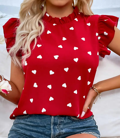 Blusa Feminina Estampada com Babados Romântica Casual | Chika