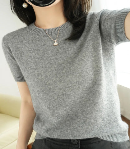 Blusa Feminina de Tricô Básica Manga Curta | Danda