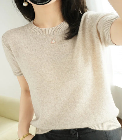 Blusa Feminina de Tricô Básica Manga Curta | Danda