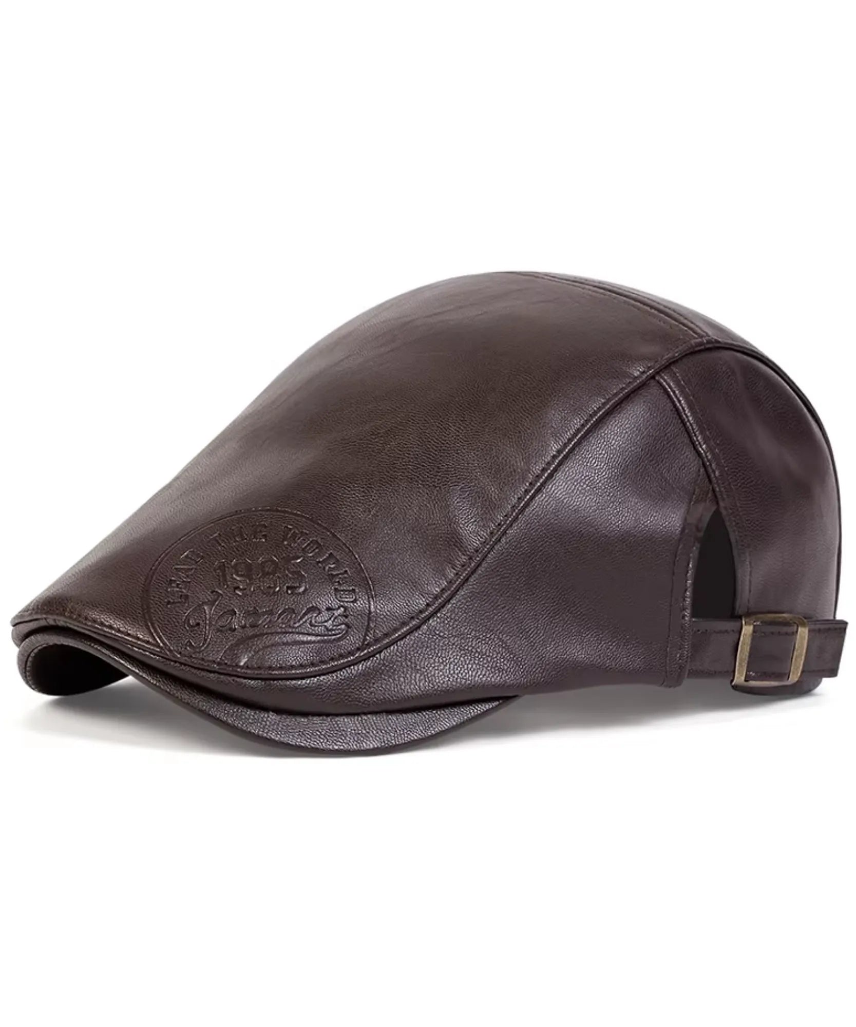 Comprar boina masculina de couro sintético com ajuste lateral e design estilo inglês clássico para looks urbanos ou sociais em promoção Anellimn