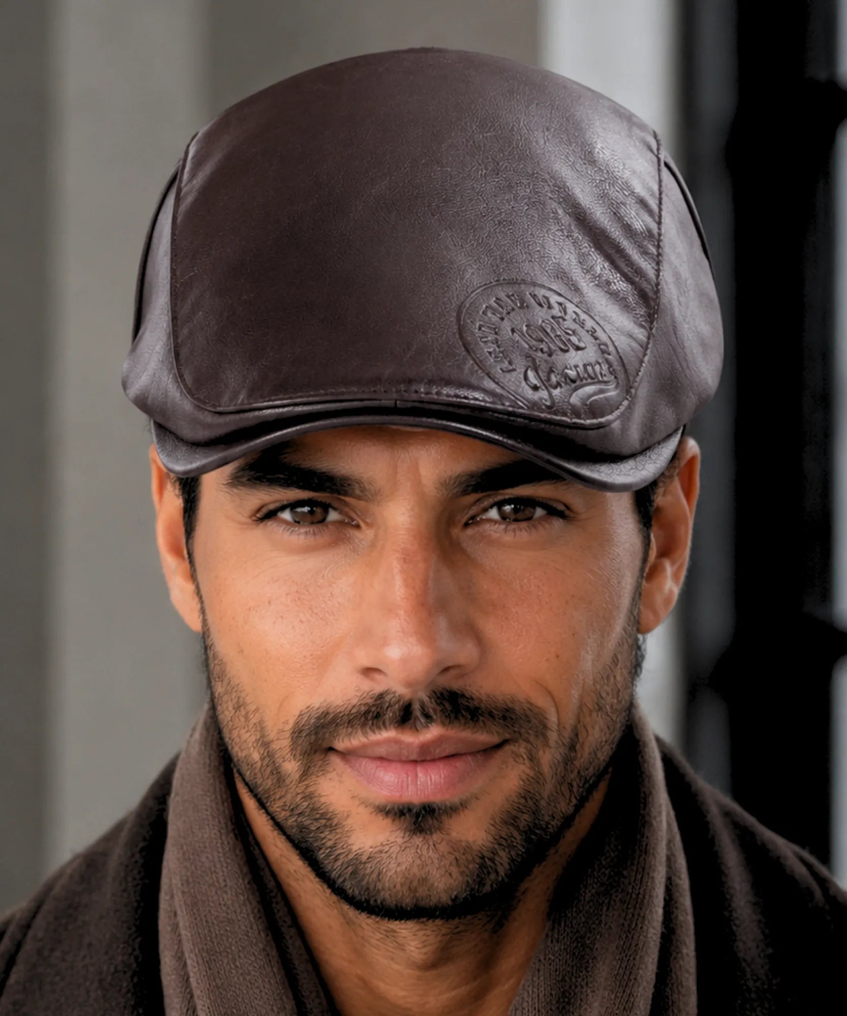 Comprar boina masculina de couro sintético com ajuste lateral e design estilo inglês clássico para looks urbanos ou sociais em promoção Anellimn