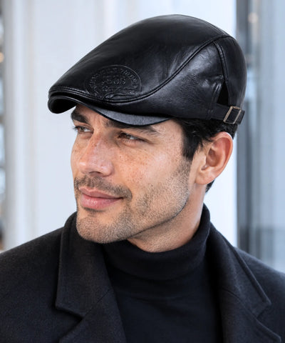 Comprar boina masculina de couro sintético com ajuste lateral e design estilo inglês clássico para looks urbanos ou sociais em promoção Anellimn