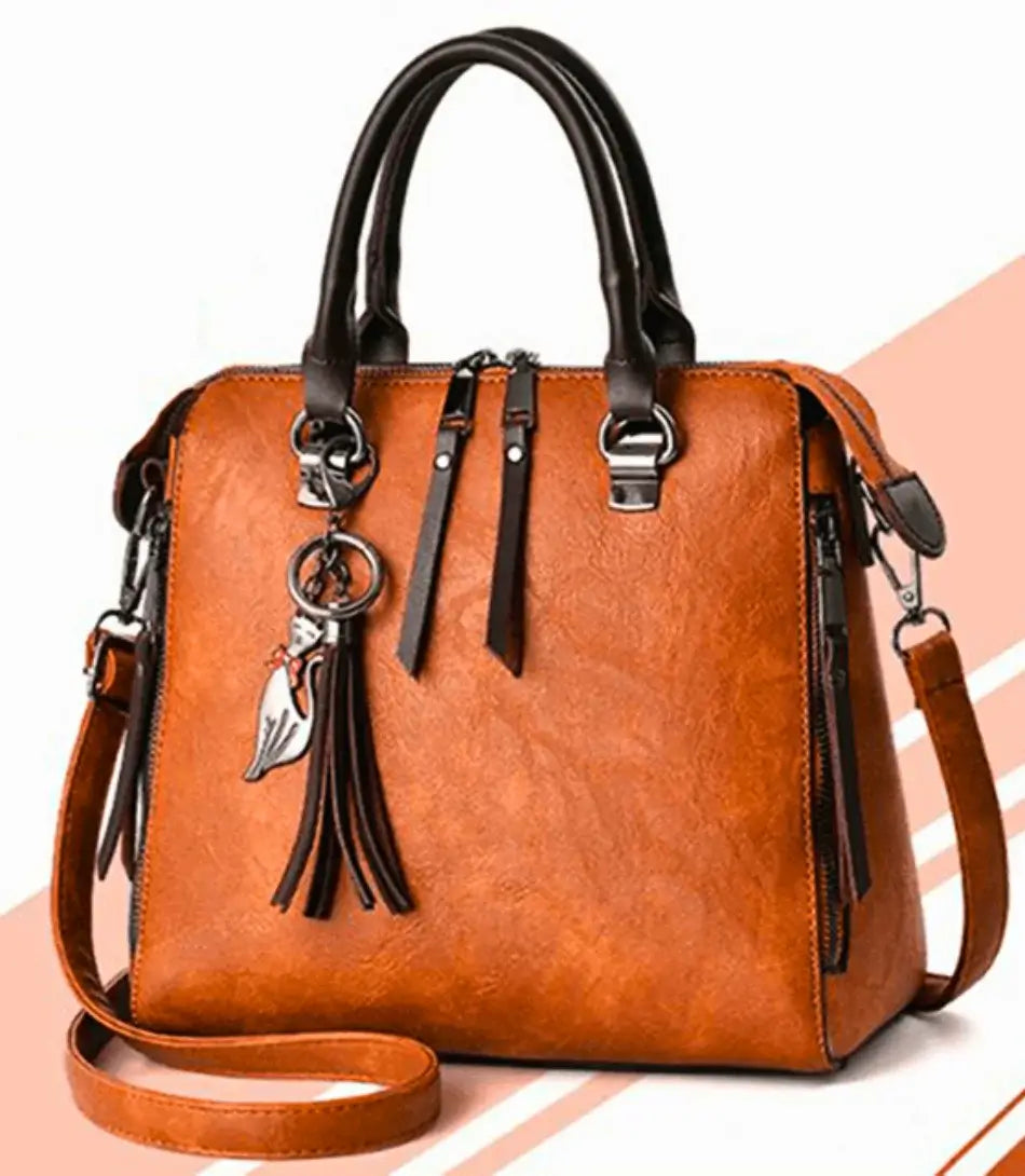 Bolsa de Couro Crossbody com grande capacidade, design sofisticado e alça ajustável em PU couro.