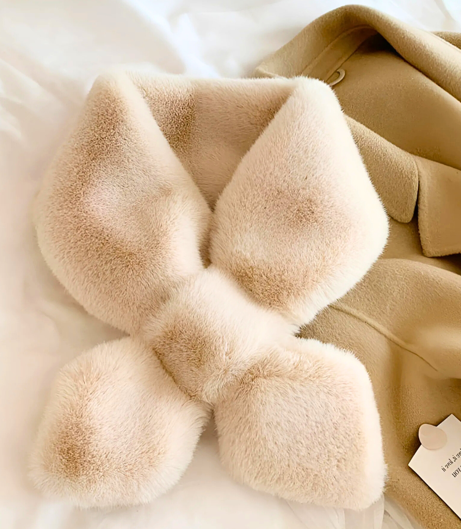 Comprar Cachecol Feminino de Pelúcia Inverno Luxo Bege Anellimn
