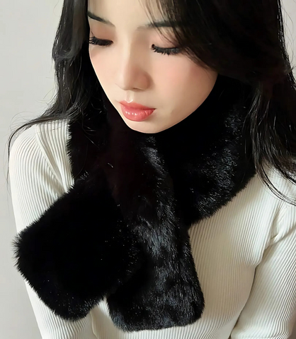Comprar Cachecol Feminino de Pelúcia Inverno Luxo Preto Anellimn
