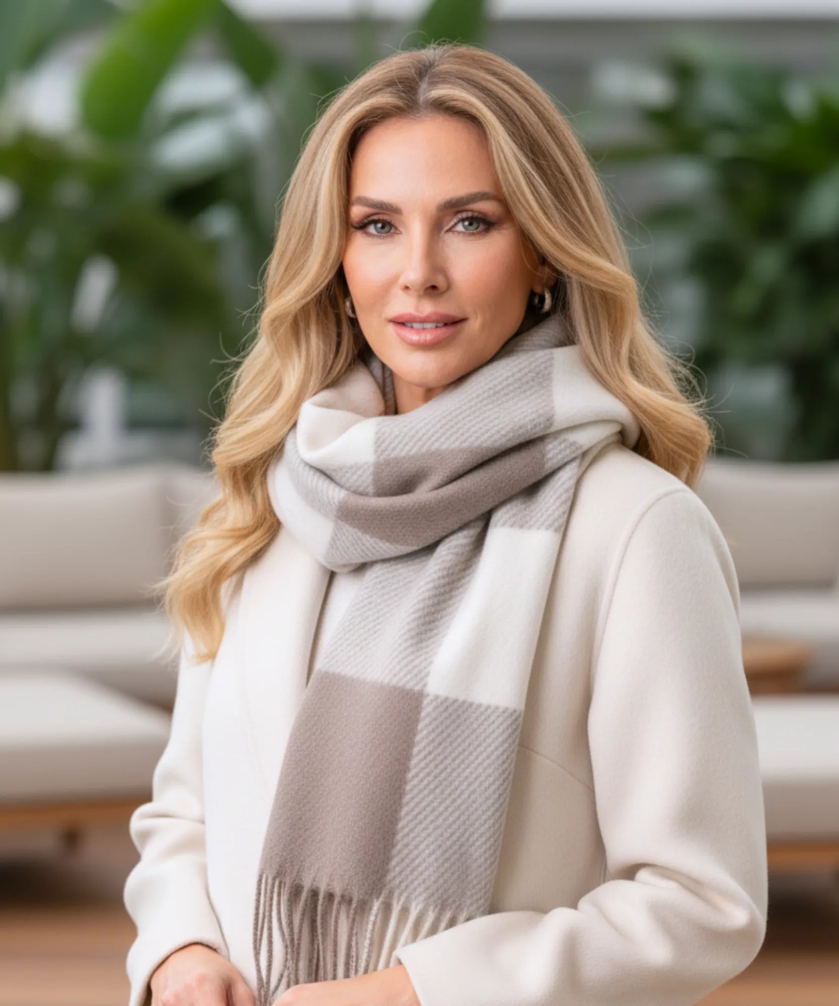 Comprar Cachecol Feminino Xadrez Grosso Inverno - Elegância e Conforto para o Inverno ANELLIMN