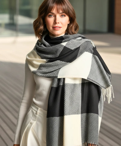 Comprar Cachecol Feminino Xadrez Grosso Inverno - Elegância e Conforto para o Inverno ANELLIMN