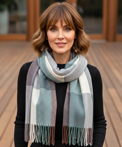Comprar Cachecol Feminino Xadrez Grosso Inverno - Elegância e Conforto para o Inverno ANELLIMN