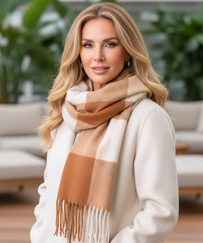 Comprar Cachecol Feminino Xadrez Grosso Inverno - Elegância e Conforto para o Inverno ANELLIMN