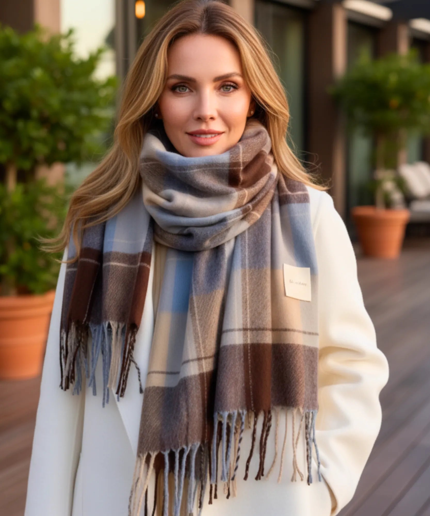 Comprar Cachecol Feminino Xadrez Grosso Inverno - Elegância e Conforto para o Inverno ANELLIMN