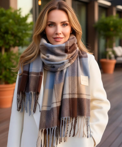 Comprar Cachecol Feminino Xadrez Grosso Inverno - Elegância e Conforto para o Inverno ANELLIMN