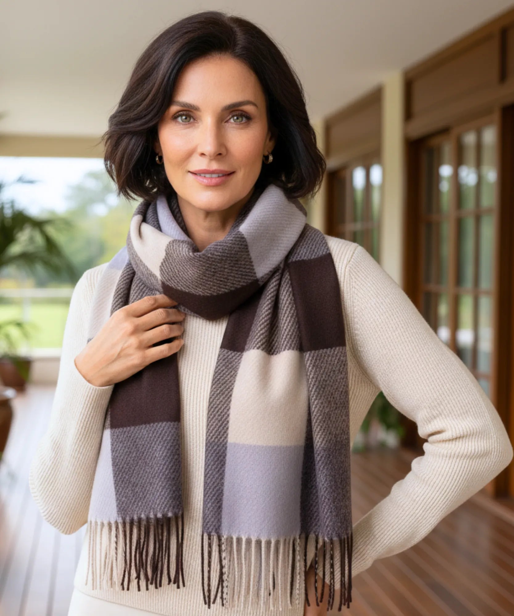 Comprar Cachecol Feminino Xadrez Grosso Inverno - Elegância e Conforto para o Inverno ANELLIMN