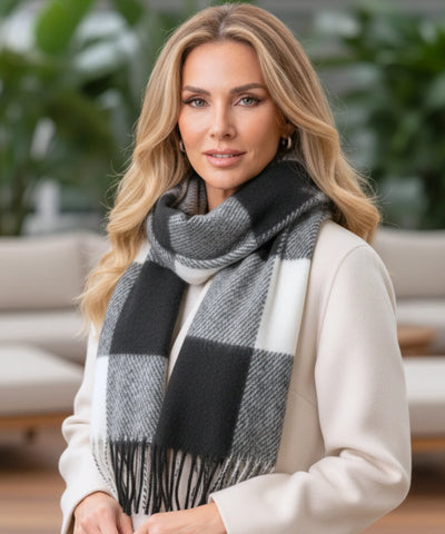 Comprar Cachecol Feminino Xadrez Grosso Inverno - Elegância e Conforto para o Inverno ANELLIMN