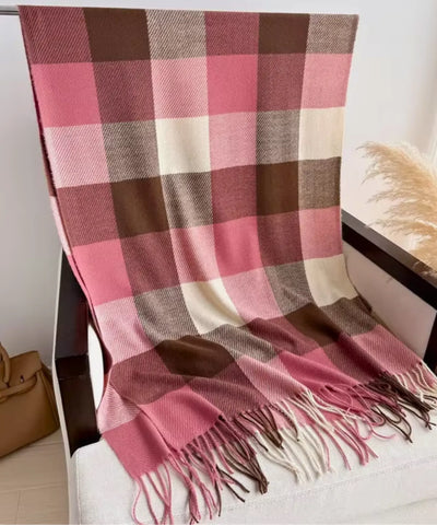 Cachecol Feminino Xadrez Grosso Inverno | Scare