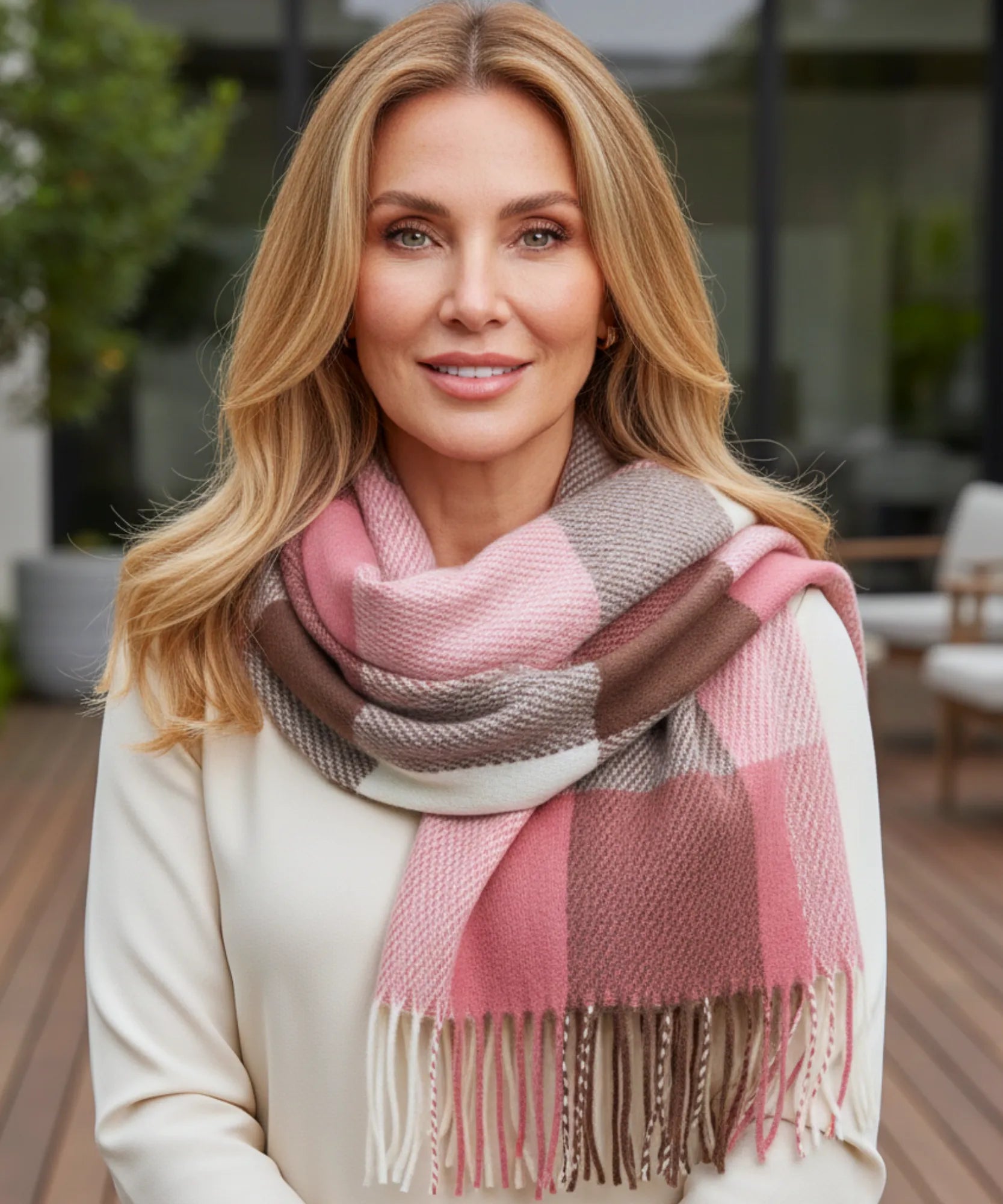 Comprar Cachecol Feminino Xadrez Grosso Inverno - Elegância e Conforto para o Inverno ANELLIMN