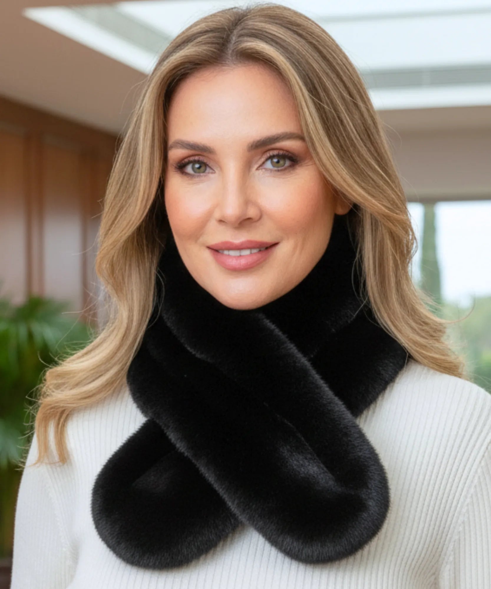 Comprar Cachecol Feminino de Pelúcia Inverno Luxo Anellimn