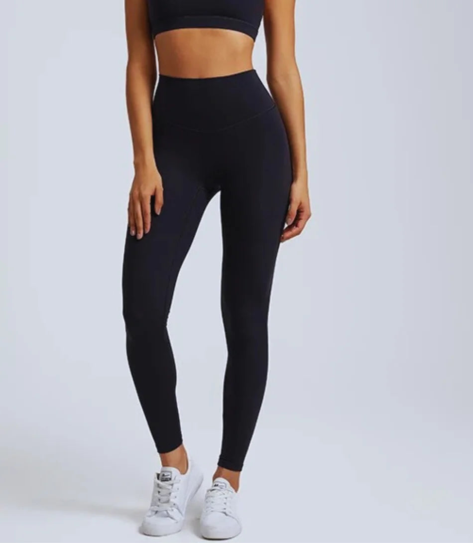 Calça legging acadeAmia cintura alta compressão, tecido de nylon, alta elasticidade, ajuste perfeito, design seamless, ideal para treinos e uso casual.