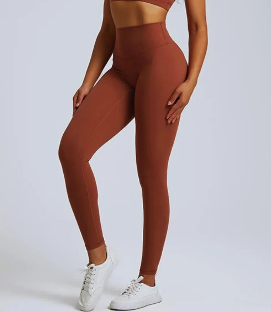 Calça legging acadeAmia cintura alta compressão, tecido de nylon, alta elasticidade, ajuste perfeito, design seamless, ideal para treinos e uso casual.