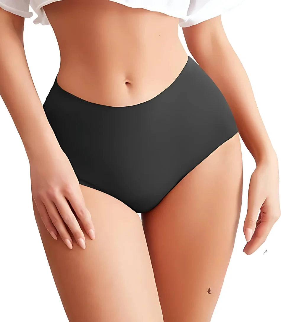Calcinha modeladora cintura alta com absorção avançada e modelagem confortável, ideal para proteção e ajuste perfeito em todas as ocasiões.