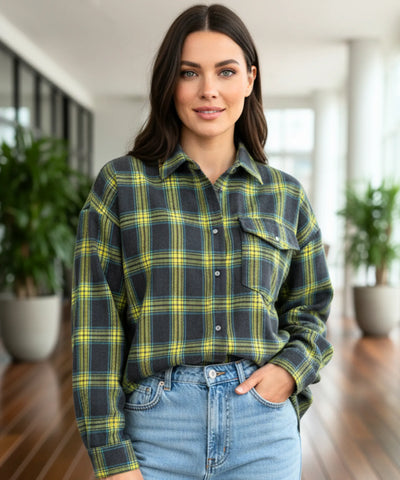 Camisa Xadrez Feminina Oversized de Flanela | Susan