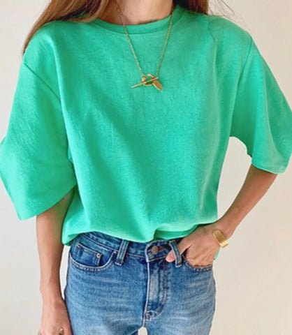 Camiseta Feminina Oversized Algodão Conforto Casual Básica | Clara