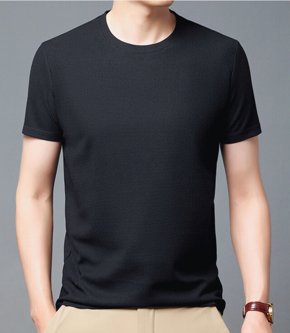 Camiseta masculina waffle algodão conforto premium, estilo casual com textura waffle e corte slim fit.