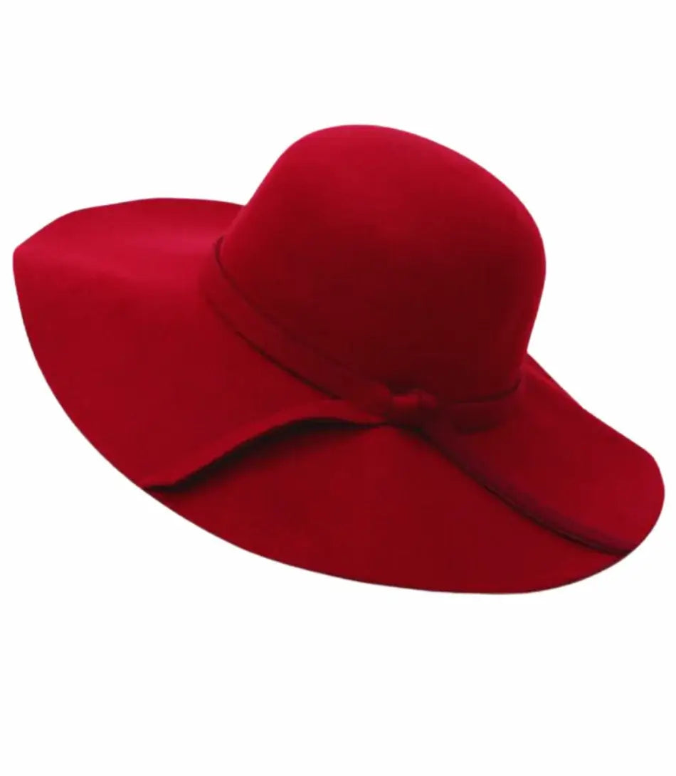 Chapéu Fedora Feminino Luxo com aba larga, feito de lã, algodão e poliéster. Ajustável e elegante, ideal para eventos formais e passeios casuais.