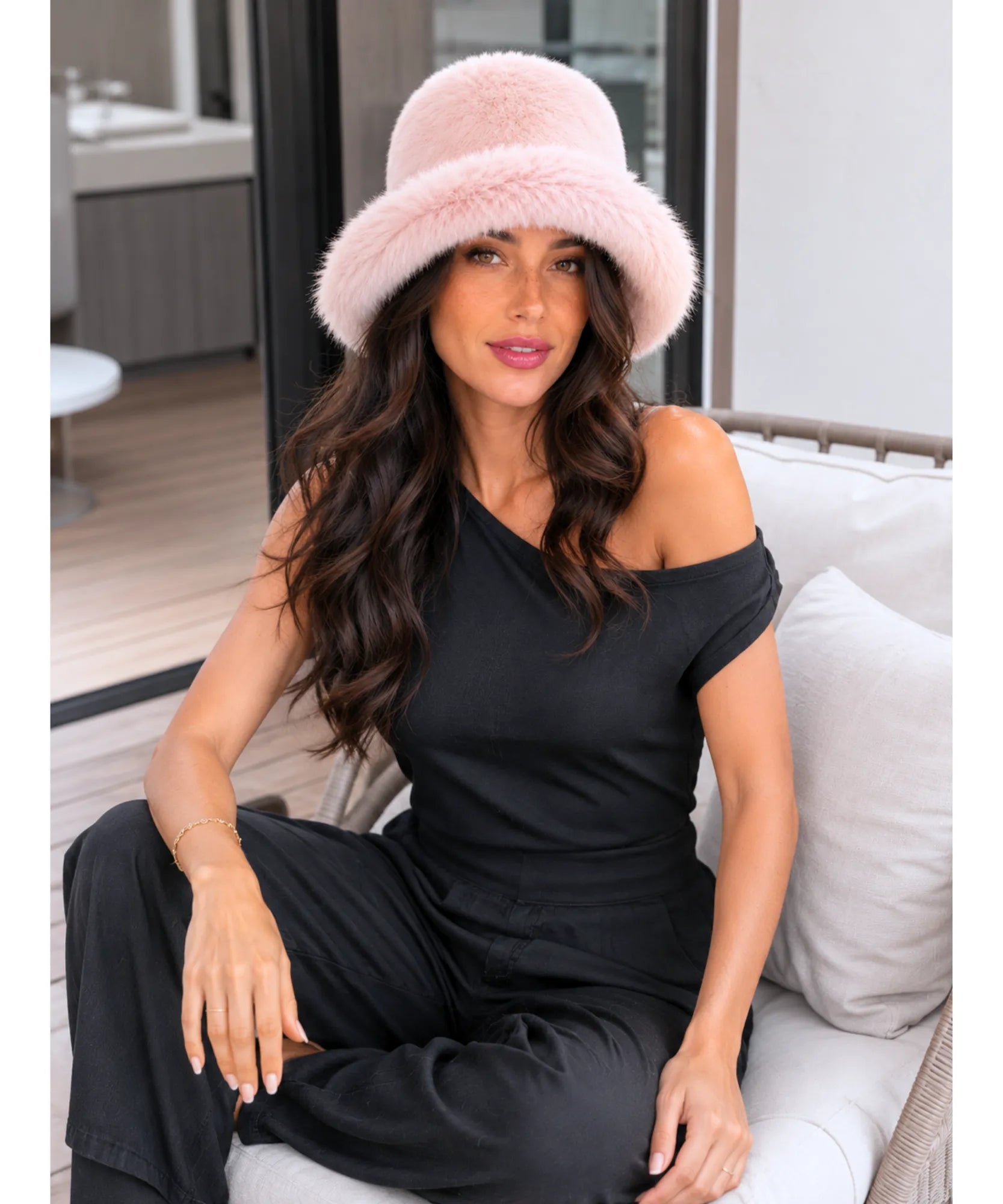 Comprar Chapéu Bucket Feminino de Pelúcia Elegante Inverno ANELLIMN