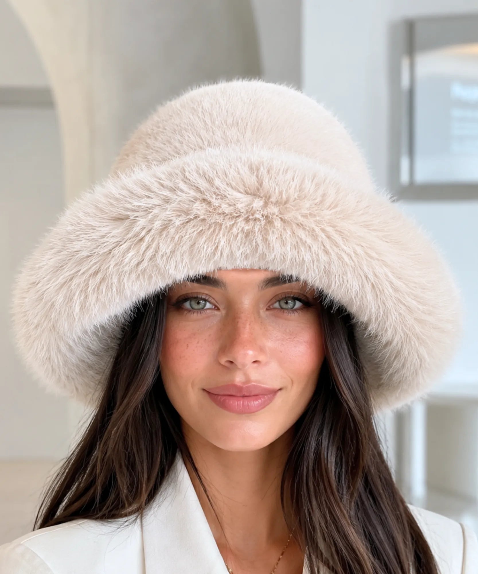 Comprar Chapéu Bucket Feminino de Pelúcia Elegante Inverno ANELLIMN
