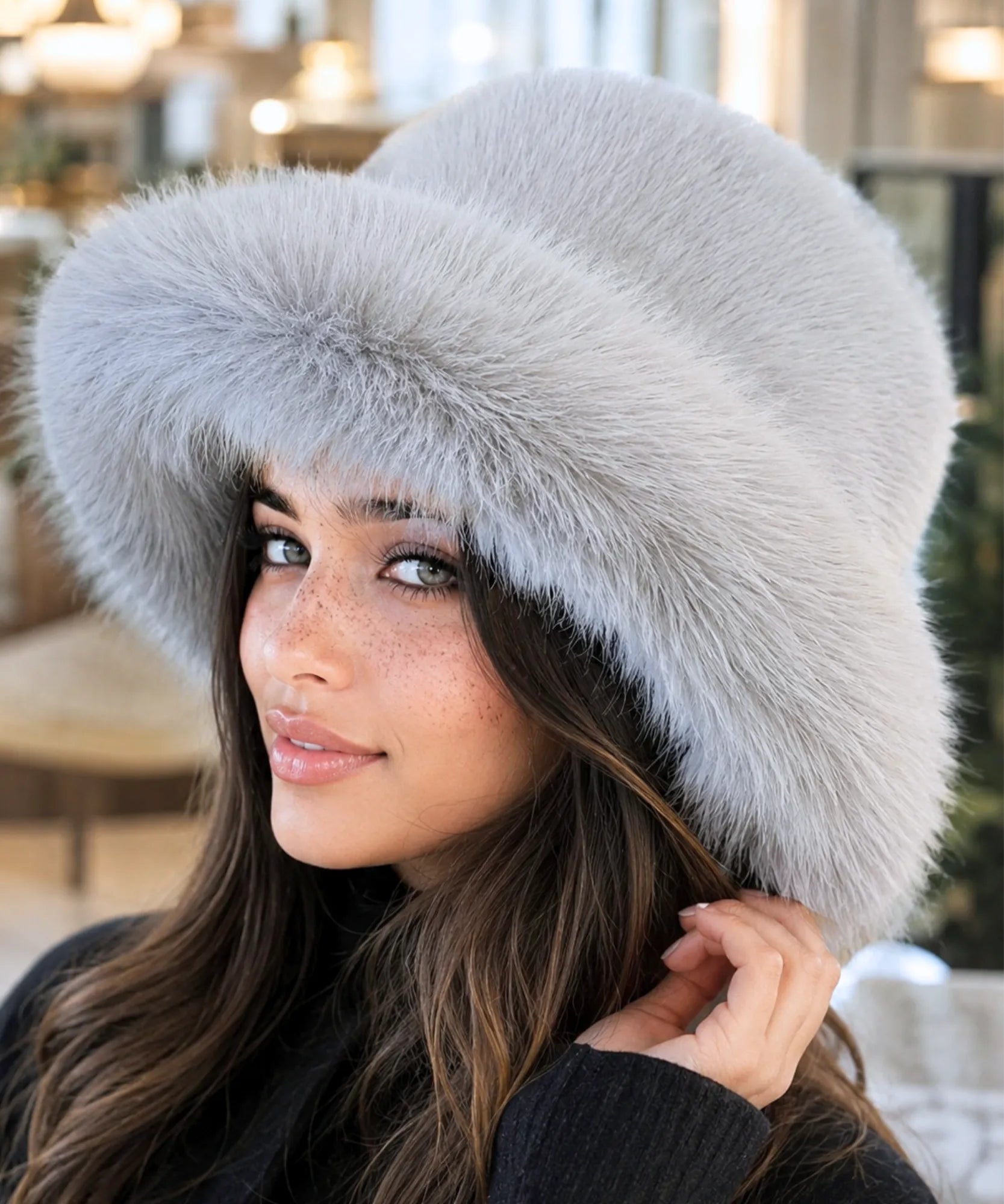 Comprar Chapéu Bucket Feminino de Pelúcia Elegante Inverno ANELLIMN
