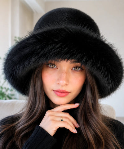Comprar Chapéu Bucket Feminino de Pelúcia Elegante Inverno ANELLIMN