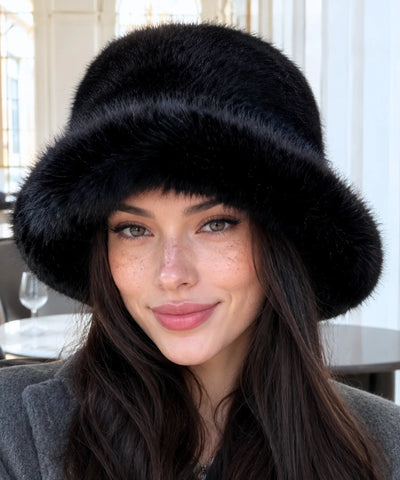Comprar Chapéu Bucket Feminino de Pelúcia Elegante Inverno ANELLIMN